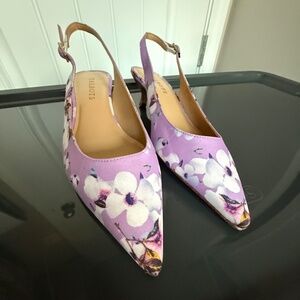 Talbots Purple Pippa Floral Kitten Heels Size 7M